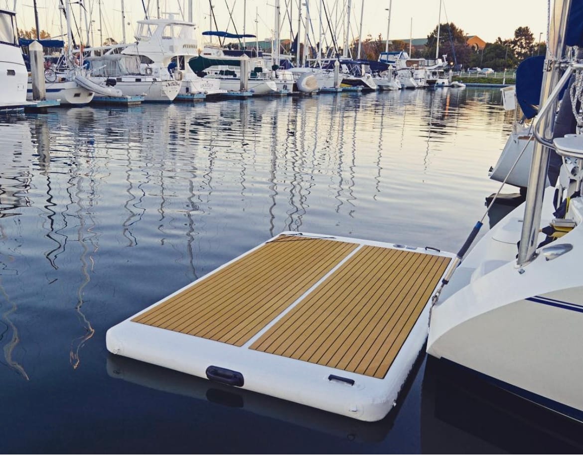 Inflatable air dock platform floating island raft with none-slip surface for pool beach ocean - Image 4