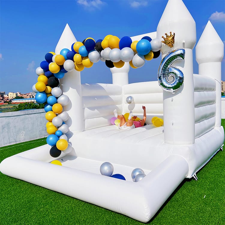Inflatable white bounce house for kids for wedding party kids birthday party with blower-portable - Image 4