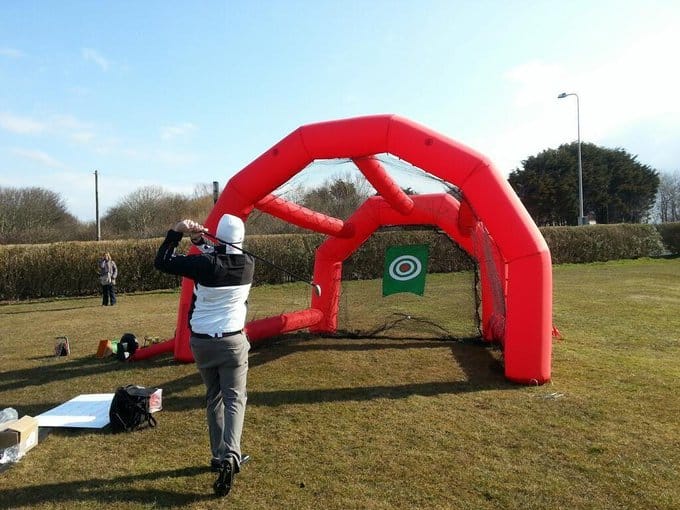 inflatable golf simulator tent